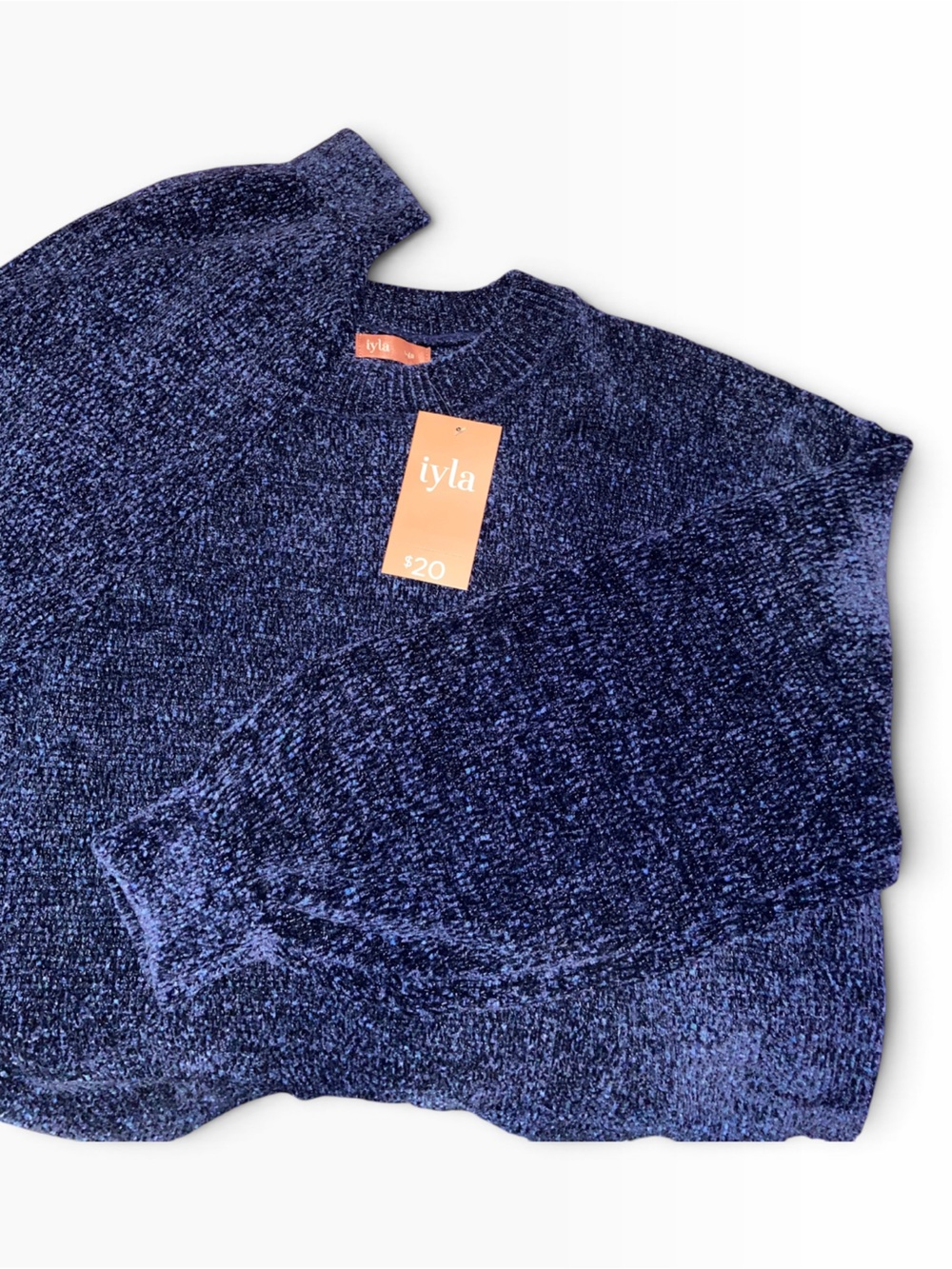 iyla Navy Chenille Crewneck Sweater